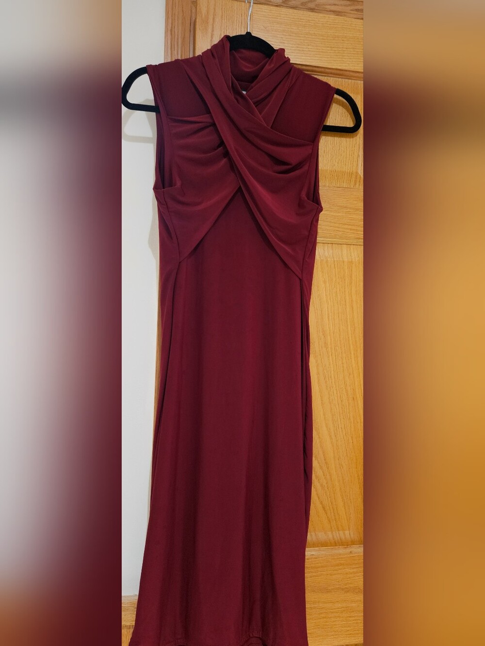 Burgundy Criss-Cross High-Neck Bodycon Dress